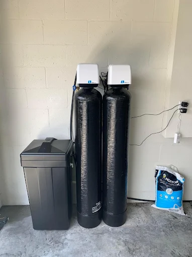 Dual water softener system installation with Morton salt by Kabam Plumbing